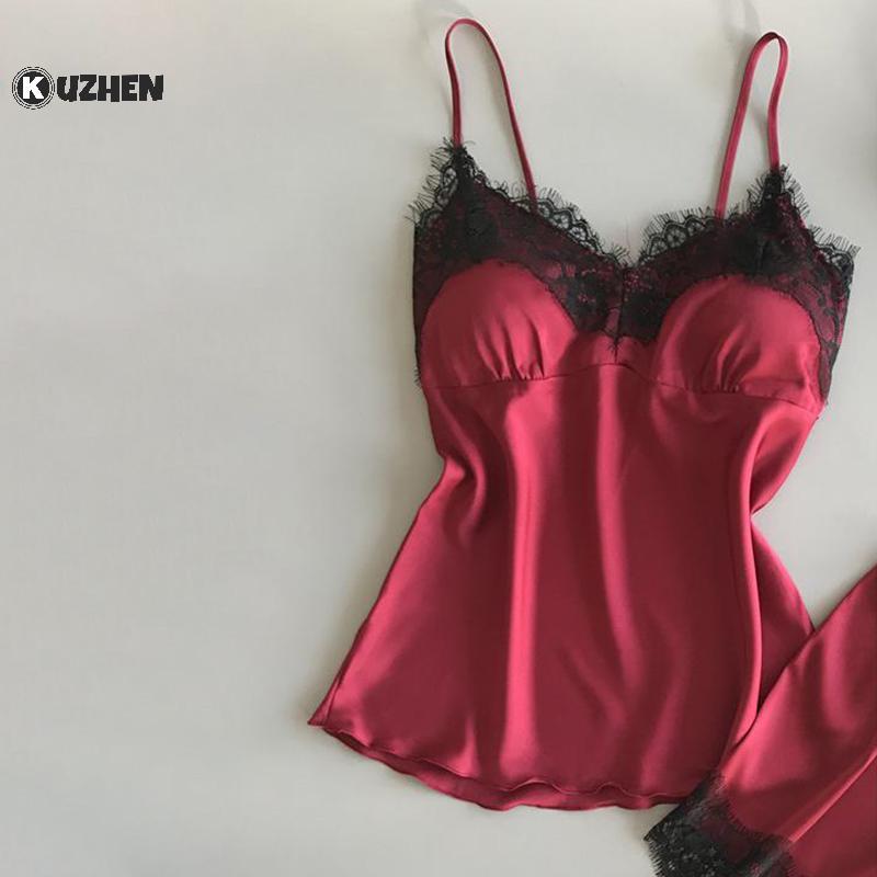 KUZHEN Bộ Đồ Ngủ Gợi Cảm Ren V-Ne, Phù Hợp Hàng Ngày