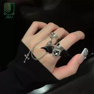 Nhẫn Thời Trang Phong Cách Y2K Gothic Edgy & Dễ Thương, Có Thể Điều Chỉnh, Đeo Chéo