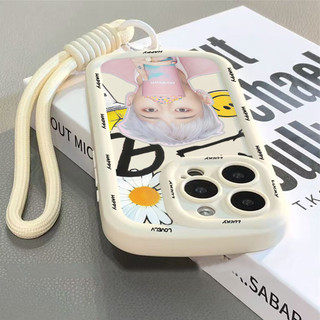 Ốp điện thoại hình hoa cúc và mặt cười G-Dragon cho iPhone 17 / 16pro Max / 15Plus / 14 / 13 / 12 / X / 7 / 11 Vỏ mềm silicon mờ trọn gói bền chống rơi