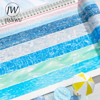 JIANWU Shimmering Series Vintage Water Ripples Vật liệu phong cảnh Cắt xén Thêu Sò Washi Băng Sáng Tạo Tạp Chí Văn Phòng Phẩm