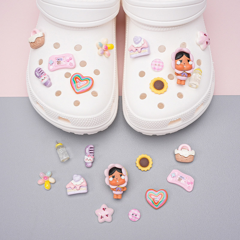 Phụ kiện khóa giày Pop Mart lỗ tháo rời, hoa hướng dương, thích ứng cá sấu, dùng cho giày lỗ