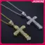 JASMINE Độc Đá Hip Hop Kẻ Sọc Kim Cương Giả Phóng Đại Retro Chữ Thập Mặt Dây Chuyền Nam Nelace Trang Sức Phụ Kiện JASMINE