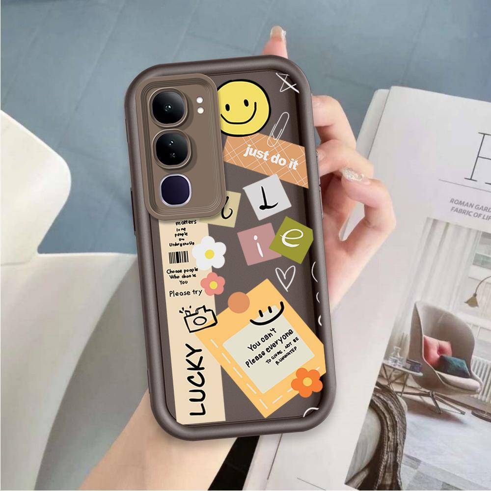 Ốp Lưng Cho VIVO Y19S Pro Y29 4G Hoạt Hình Silicon Mềm Vỏ Điện Thoại TPU Nhãn Nụ Cười Hoa Thiên Thần Mắt Mặt Sau Chống Sốc