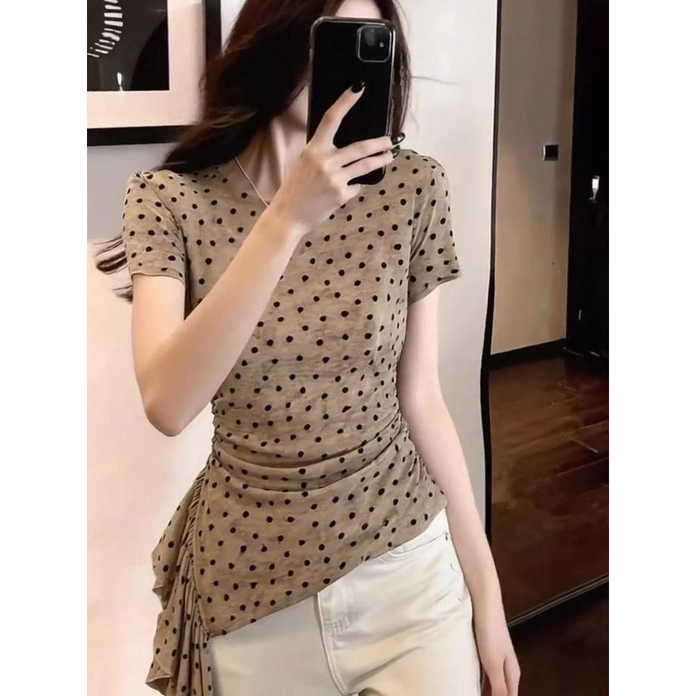Milyfashion Gạc Hai Lớp Thời Trang Tình Yêu Áo Thun Nữ Tay Ngắn Mùa Hè 2026 Phong Cách Mới Slim-fit Hợp Thời Trang Áo Sơ Mi Nhỏ Phong Cách Phương Tây