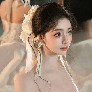 1 mảnh hoa cô dâu phụ kiện tóc đơn giản màu trắng thủ công vải headband studio đẹp và trang điểm phụ kiện đám cưới