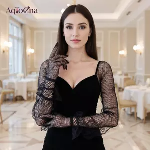 AqToCna Gothic Mùa Hè Chống Tia Uv Găng Tay Lái Xe JK Lưới Fishnet Găng Tay Ren Full Ngón Bé Gái Ren Găng Tay Thời Trang Tay Cosplay Găng Tay AqToCna