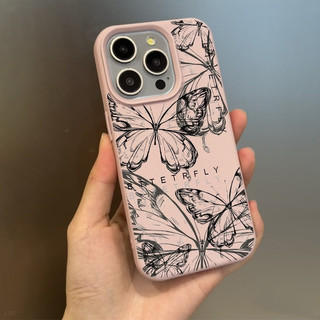 Điện thoại di động Vỏ mềm hình con bướm Thích hợp cho iPhone 16Pro 14plus Họa tiết da 13ProMax 15Plus Hợp thời trang 12Pro 11promax Premium 14Pro 15promax Vỏ bảo vệ chống sốc chống sốc