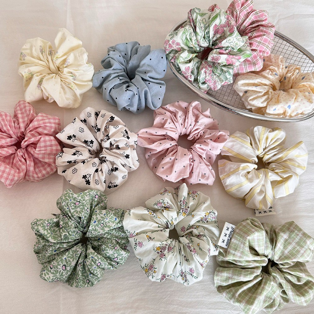 Hululu / Dễ Thương Kẻ Sọc Scrunchy Vòng Tóc Niche Tính Khí Phù Hợp Với Đi Chơi Phong Cách Preppy Bóng Dây Tóc Phong Cách Mới Phụ Kiện Tóc
