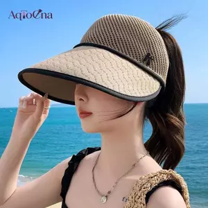 AqToCna Nữ Vành Rộng Ống Hút Tấm Che Nắng Mũ Có Thể Điều Chỉnh Trống Top Nhẹ Đi Biển Mũ Cho Kỳ Nghỉ Mùa Hè Du Lịch AqToCna
