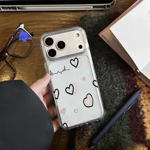 Màu trắng tình yêu ECG cho iPhone 17pro trường hợp 15/14/13/12 lỗ lớn xuyên thấu cao