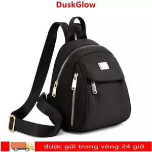 Túi đi học DUSKGLOW, Ba lô du lịch bằng vải đen, Túi đeo vai nhẹ dung tích lớn thời trang dành cho nữ