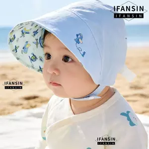 Mũ chống nắng cho trẻ sơ sinh IFASIN, Mũ chống nắng cho bé hai mặt thoáng khí, Mũ chống nắng viền rộng bằng vải Cotton có thể điều chỉnh thêu hoa nhẹ để sử dụng ngoài trời
