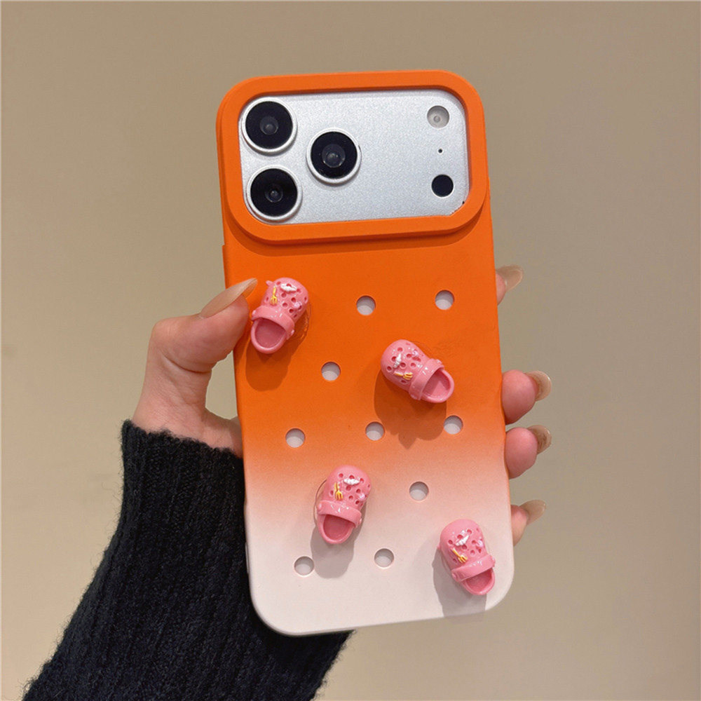 Ốp điện thoại mềm hình giày đục lỗ Gradient 3D cho iPhone 17 Pro Max 16 15 14 13 Vỏ bảo vệ chống sốc