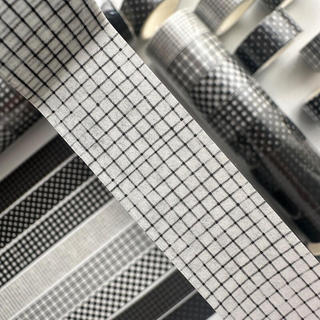 ENWEI 20mm * 5m 1 Cuộn [Dòng cơ bản màu đen] Băng Washi Đường kẻ sọc trắng mỏng Chất liệu trang trí Tạp chí Băng cho Nhật ký Người lập kế hoạch Album ảnh