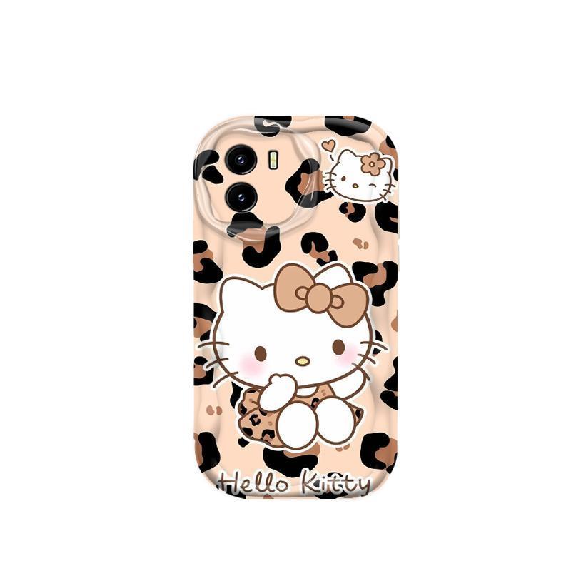 Thích hợp cho VIVO Y15S Y15A Y01 3D Bé Gái Mềm TPU Da Báo In Hình Kitty Vỏ Điện Thoại Chống Sốc