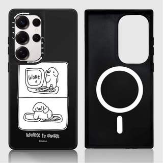 CASECASE X WORK is OVER Case Matte Black & Sliver Mirror Vỏ hút từ tính Samsung Galaxy S26 S25 S24 S23 Ultra Plus Mặt sau cứng có hộp khắc logo