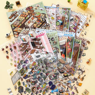 ENWEI 31 Chiếc [Super Stocker Series] Sách Bộ sưu tập nhãn dán phong cảnh 3D quyến rũ dành cho tạp chí Album ảnh Siêu thị Thực phẩm Thiên đường