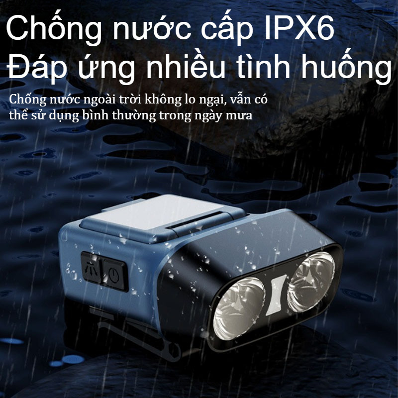 Đèn Pin đội đầu Siêu Sáng, Cảm Biến Bằng Tay, Chống Nước Mưa IPX6, Pin Trâu Thời Lượng Dài