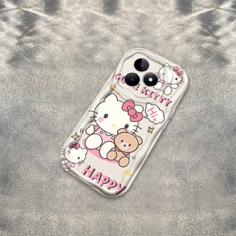 Thích Hợp Cho Realme C53 C51 C63 C61 Note 50 3D Thẩm Mỹ Mềm TPU Kitty Rilakkuma Ốp Điện Thoại Chống Sốc