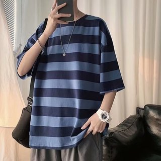 Áo thun nam nữ sọc cotton nguyên chất cao cấp đường phố cổ điển