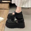 Giày Sandal Dệt Rỗng Mũi Che Phủ Nữ Giày Lưới Thoáng Khí Mùa Hè Phù Hợp Với Loafers Dày Đế Cao Sha