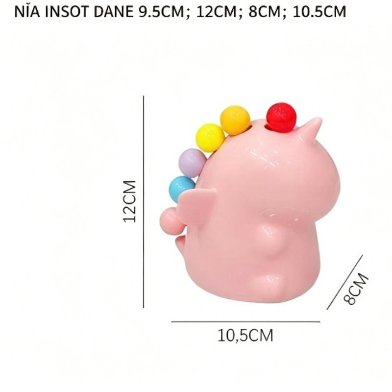 Nĩa Ăn Trái Cây Thép Không Gỉ 304, Đế Cắm Hình Kỳ Lân Gốm Sứ, Kèm 6 Nĩa Màu,Decor Bàn Ăn