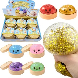 Hộp bí ẩn bánh bao lấp lánh: Quả bóng căng thẳng 6 màu, Đồ chơi cảm giác để bàn thẩm mỹ, Quà tặng Fidget văn phòng sáng tạo