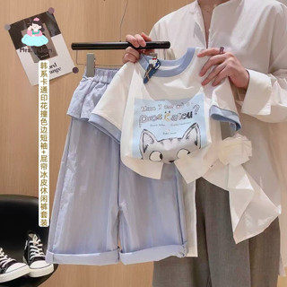 Bộ đồ bé gái – Áo thun in hình + quần ống rộng cotton, phong cách dễ thương, mùa hè thoáng mát