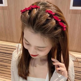 Kẹp Tóc Nơ Vải Nhung Bện Tóc Mái Kiểu Mới Phong Cách Hàn Quốc Xinh Xắn Cho Nữ