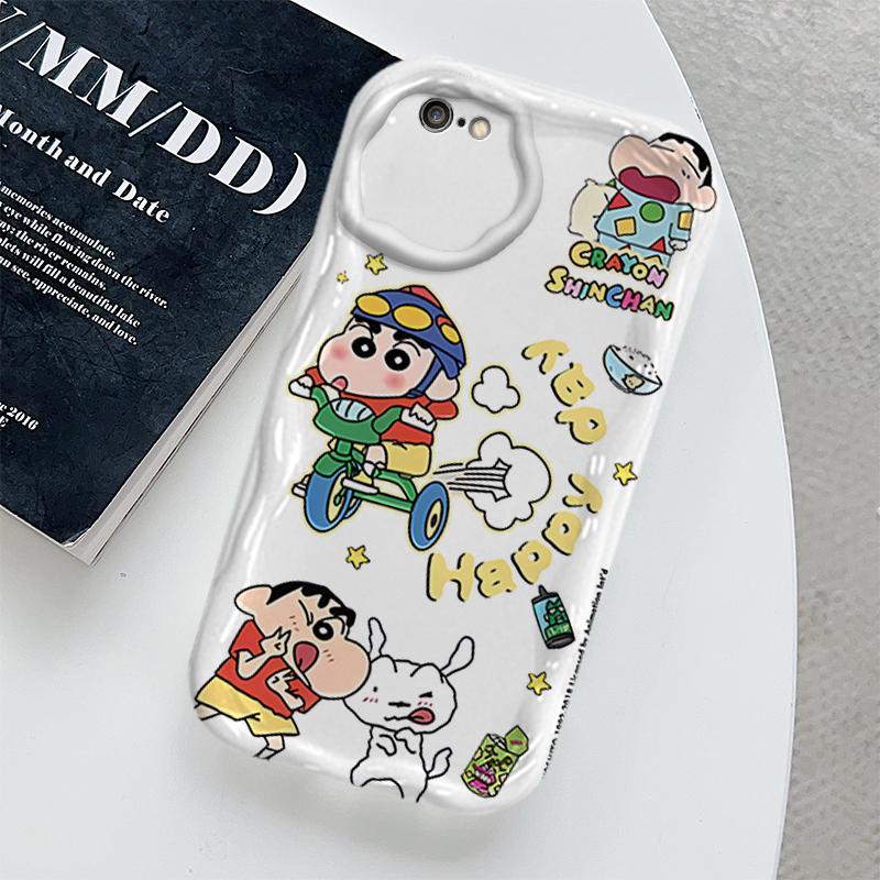 Ốp Cho iPhone 6 6S 7 8 SE iPhone 6Plus iPhone 6sPlus Vỏ Kem Hoạt Hình Crayon Shin-chan Cặp Đôi TPU Mềm 3D Sóng Silicon Vỏ Điện Thoại