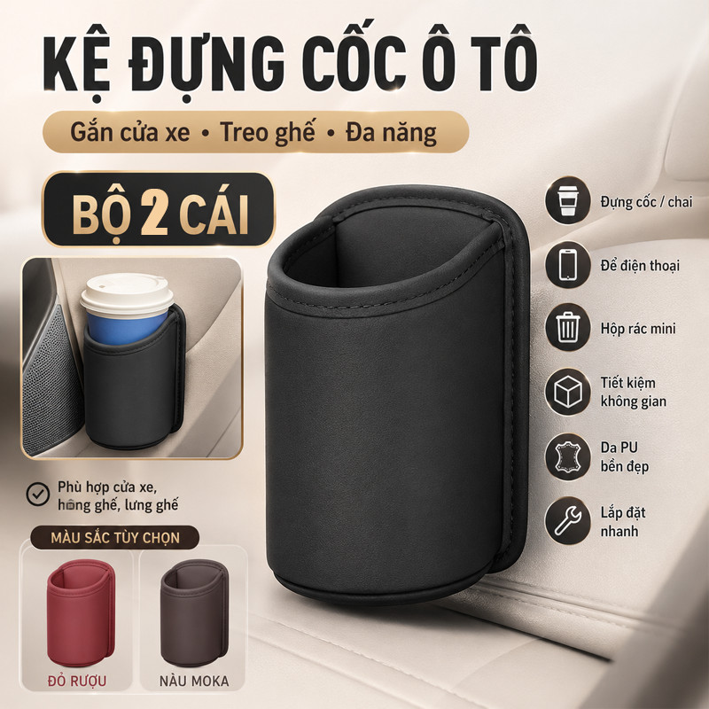 Hộc Để Chai Nước, Cốc, Điện Thoại Gắn Lưng Ghế Ô Tô – Kẹp Sau Tiện Lợi, Thùng Chứa Đồ Đa Năng