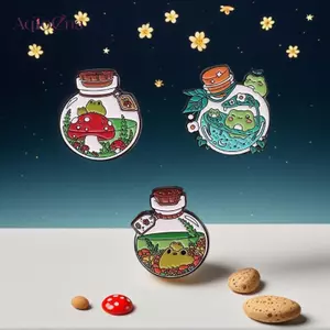 AqToCna Thông Sáng Tạo Trôi Chai Ếch Trâm Huy Hiệu Quần Áo Bapa Phụ Kiện Hợp Kim Huy Hiệu Chân Cho Bapas Huy Hiệu Kim Loại AqToCna