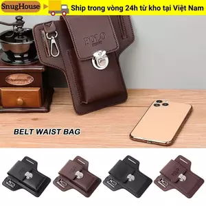 Túi thắt lưng SNUGHOUSE, Túi thắt lưng điện thoại di động màu trơn, Túi điện thoại thông thường du lịch PU đa chức năng Túi thể thao ngoài trời
