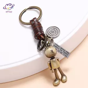 HFTOY Vintage Khắc Robot Đồng Bapa Xe Móc Khóa Phụ Kiện Quà Tặng Thời Trang ~