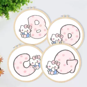 Hoạt Hình Dễ Thương kt Mèo Chữ Thập Khâu Nhỏ Tay Thêu Co Giãn Đơn Giản Thêu Mẫu Nhỏ Người Mới Bắt Đầu Thêu Mặt Dây Chuyền 0421