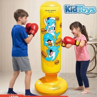 Trụ đấm bốc hơi 1m2 KidToys màu vàng – bộ boxing kèm bơm cho bé