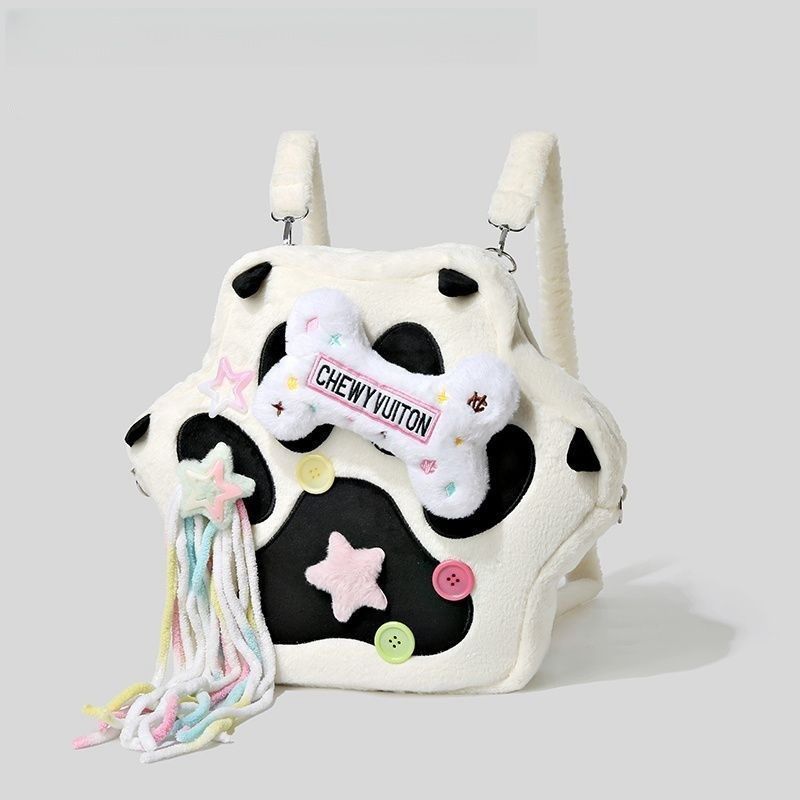 Mèo Dễ Thương Paw Sang Trọng Ba Lô Có Dây Đeo Có Thể Điều Chỉnh Kawaii Túi Mềm Lông Ví Hoạt Hình Ba Lô Nữ Bé Gái Quà Tặng Giáng Sinh
