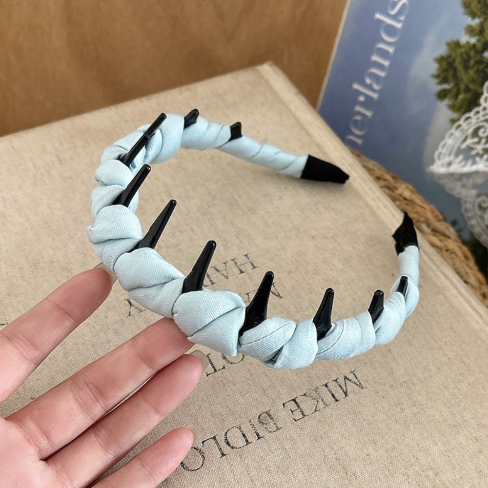 Kẹp tóc Hululu màu xanh kẻ sọc nhỏ gọn, thiết kế thời trang cho tóc