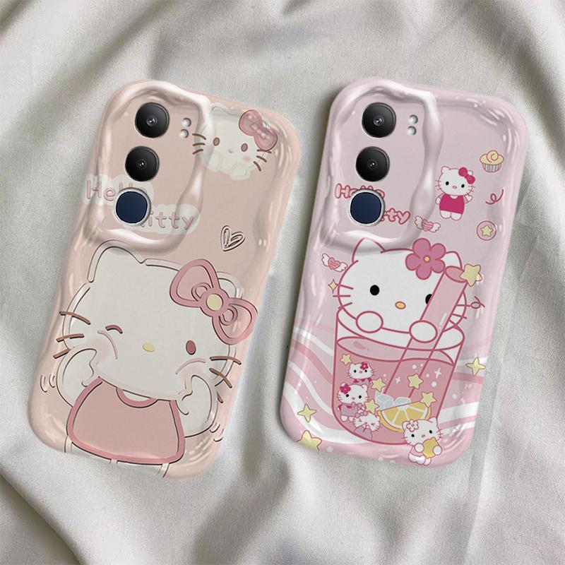 Vỏ Cho VIVO Y19S Y29 Phim Hoạt Hình Kem Cặp Đôi Mèo Mềm TPU 3D Sóng Silicon Vỏ Điện Thoại