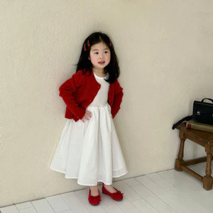 2026 Phong Cách Mới Quần Áo Trẻ Em Bé Gái Áo Len Dệt Kim Màu Trơn Cardigan