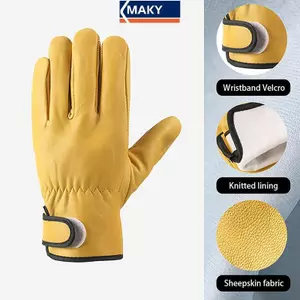 MAKY Găng Tay Làm Việc Da Cừu Công Nhân Làm Việc Hàn Bảo Vệ An Toàn Sân Vườn Thể Thao Xe Máy Lái Xe Găng Tay Chống Mài Mòn VN