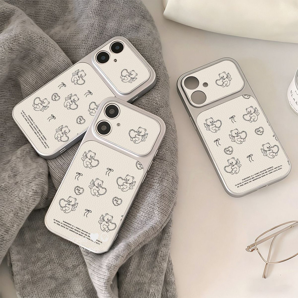 Vỏ iPhone thiên thần gấu thiết kế trọn gói cửa sổ lớn phù hợp 17, 16 Pro Max, 15, 14,
