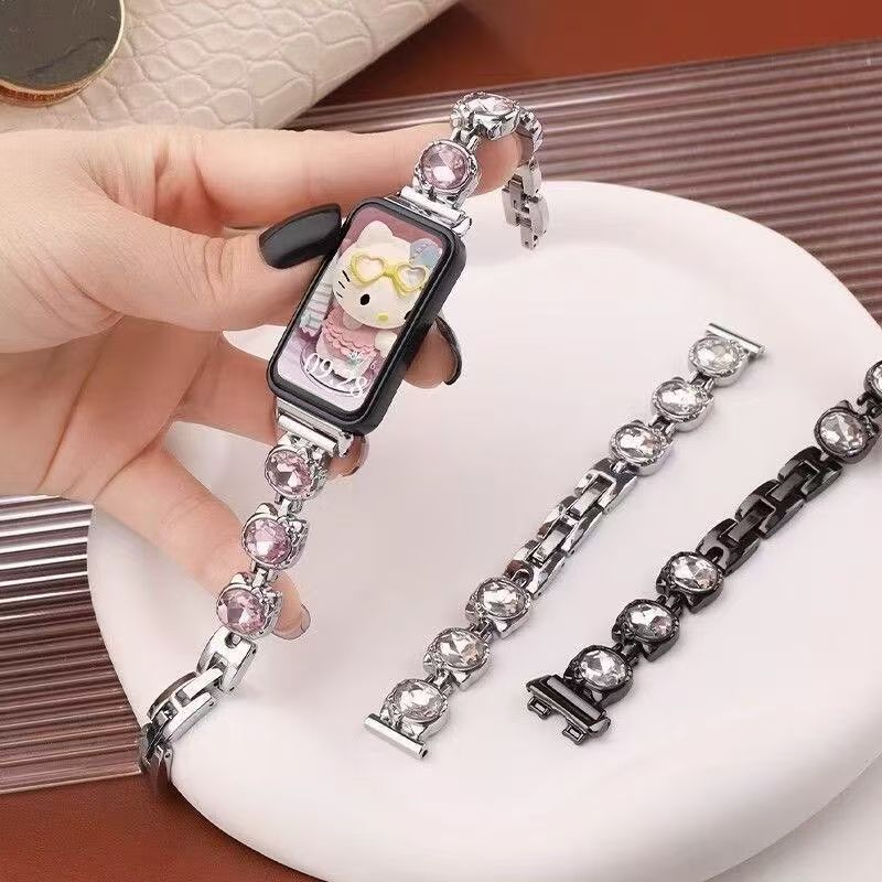 Dây đeo cổ tay bằng kim loại dễ thương cho Huawei Band 11 10 9 8 Vòng đeo tay cho Huawei Watch Fit3 4 4pro Dây đeo đồng hồ có thể điều chỉnh
