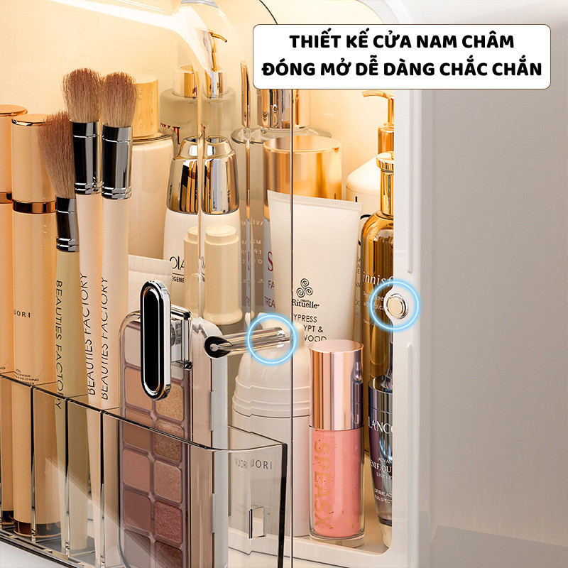 Hộp Đựng Mỹ Phẩm ENODA HOME, Tủ Trong Suốt Đựng Đồ Makeup Trang Điểm 2 Ngăn Để Bàn R820