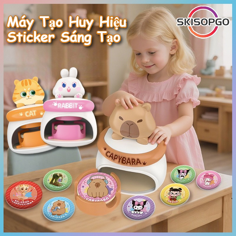 【SKISOPGO】Máy Tạo Huy Hiệu Sticker Sáng Tạo Cho Bé,máy ép Tự Làm Huy Hiệu Handmade Quà Tặng Trẻ Em,An Toàn, Chơi Lâu