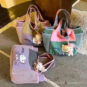 Nhật Bản Hoạt Hình Dễ Thương kt Cat Macaron Túi Xách Nhẹ Đi Lại Tay Tote Dung Tích Lớn Mẹ
