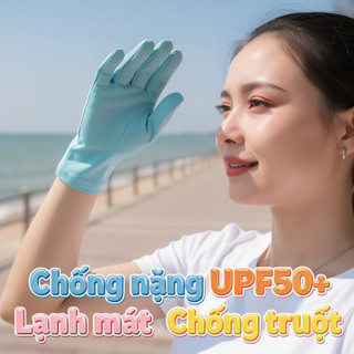 Găng tay chống nắng UPF50 ice silk làm mát, chống trượt, phù hợp cho xe đạp và xe máy mùa hè