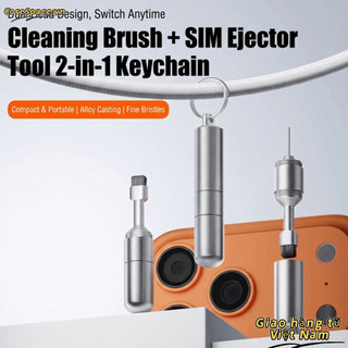 Công cụ loại bỏ khay đựng thẻ SIM CORESSPACE, Bàn chải làm sạch tai nghe Mini di động, Tai nghe tháo móc khóa EDC 2 trong 1 đa chức năng chuyên nghiệp