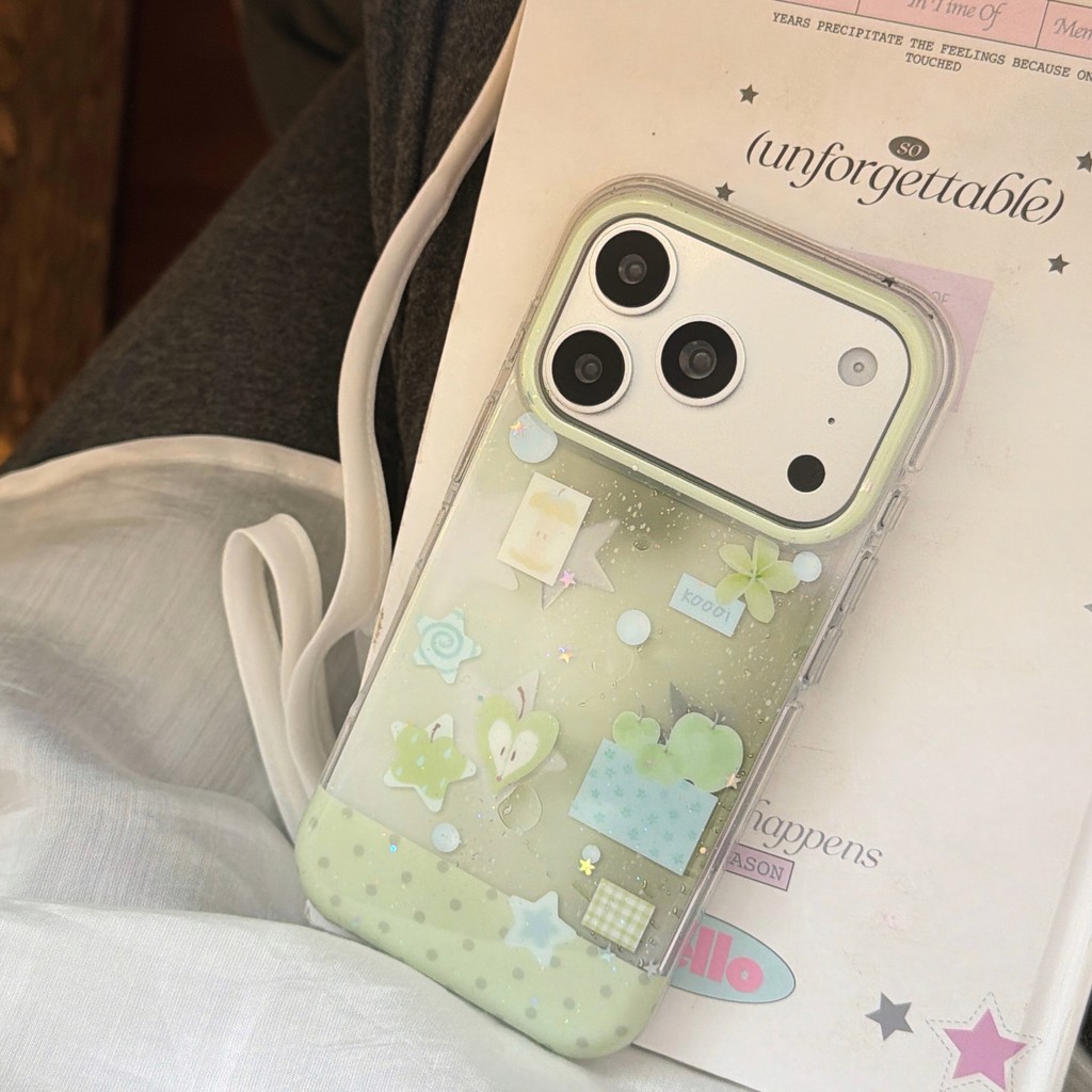 Ốp điện thoại táo xanh bạc hà cho iPhone 17 Pro Max 17 16 15 14 13 Vỏ bảo vệ chống sốc