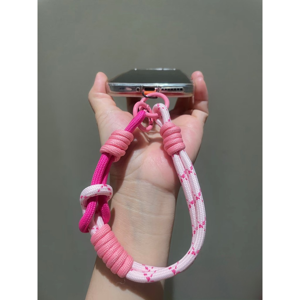 Dây đeo điện thoại cổ tay mới, móc khóa, thủ công đan tay, móc đôi, phụ kiện treo điện thoại